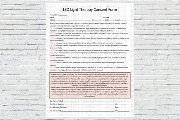 LED Light Therapy Client Forms