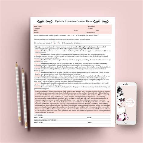 Printable Eyelash Extension Consent