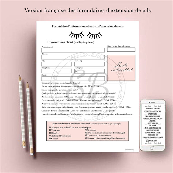 French  Eyelash Extension Forms