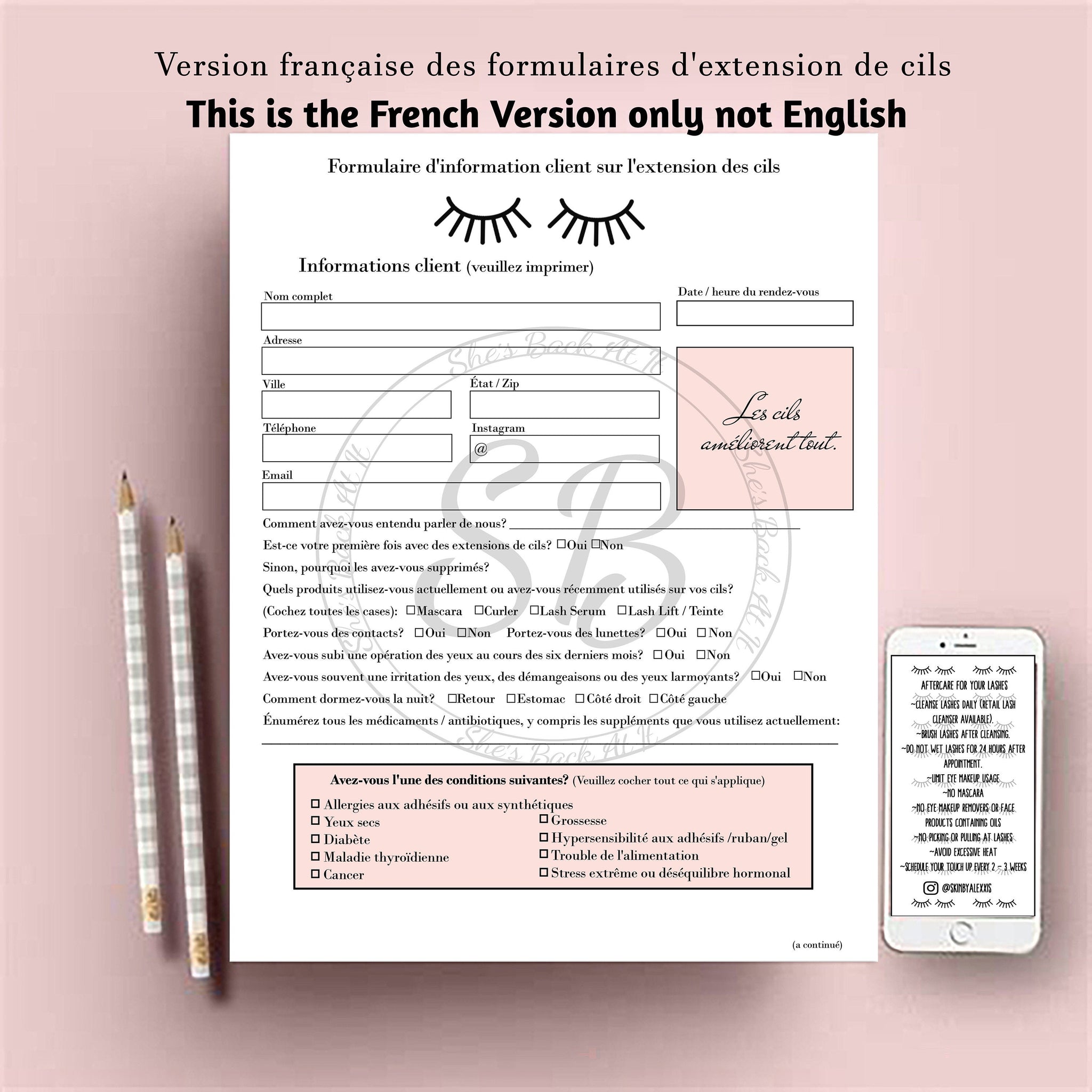 French Lash Extension Forms