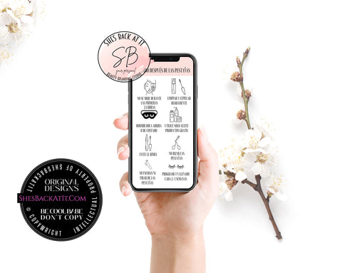 Spanish Lashes Aftercare Card